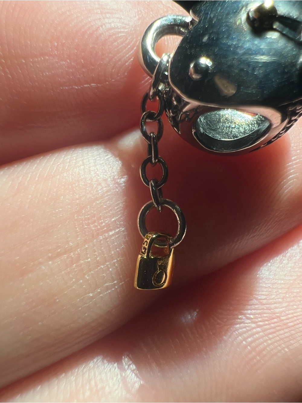 Two-Tone Heart Padlock & Key Charm - Picture 8 of 16